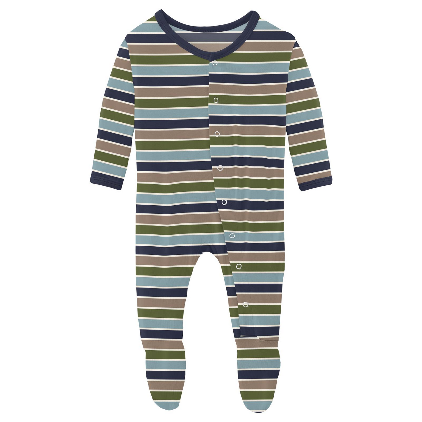 Kickee Pants Footie with Snaps: Fall Vibes Stripe
