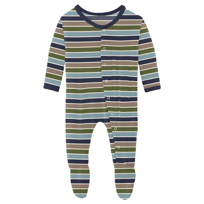 Kickee Pants Footie with Snaps: Fall Vibes Stripe