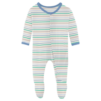 Kickee Pants Footie with 2 Way Zipper: Mythical Stripe