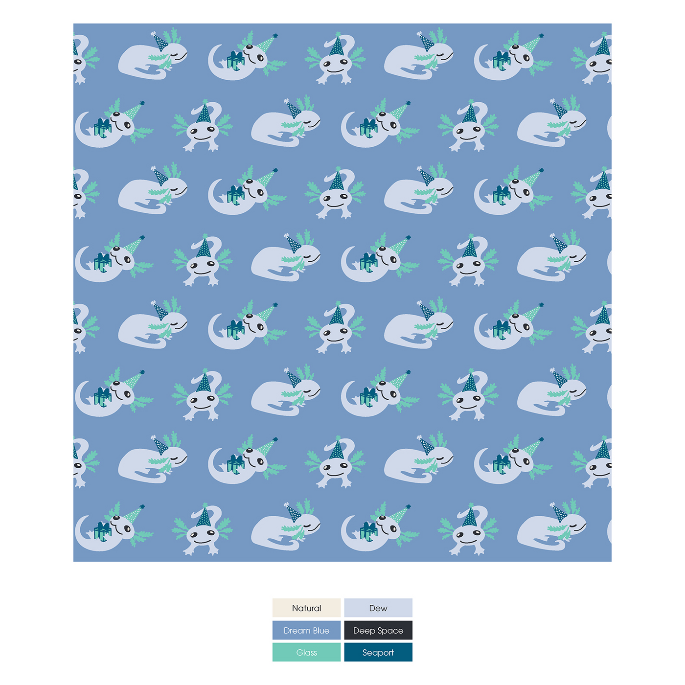 Kickee Pants Footie With Snaps: Dream Blue Axolotl Party