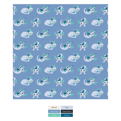 Kickee Pants Footie With Snaps: Dream Blue Axolotl Party