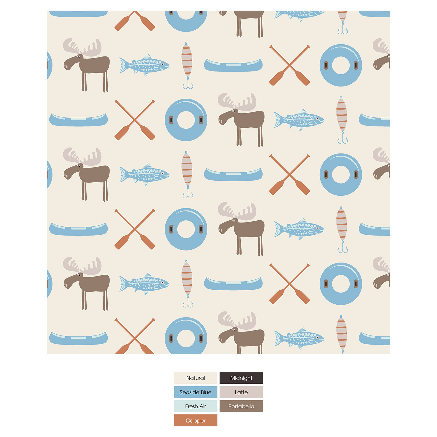 Kickee Pants Footie with Snaps: Natural Lake Life