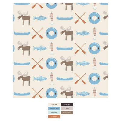 Kickee Pants Footie with Snaps: Natural Lake Life