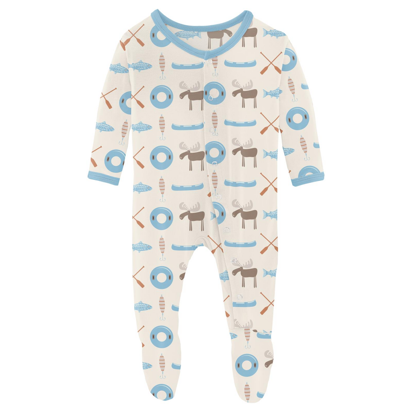 Kickee Pants Footie with Snaps: Natural Lake Life