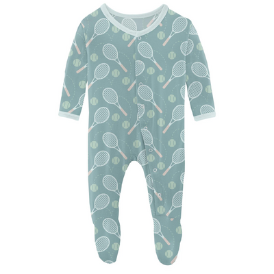 Kickee Pants Footie with Snaps: Jade Tennis