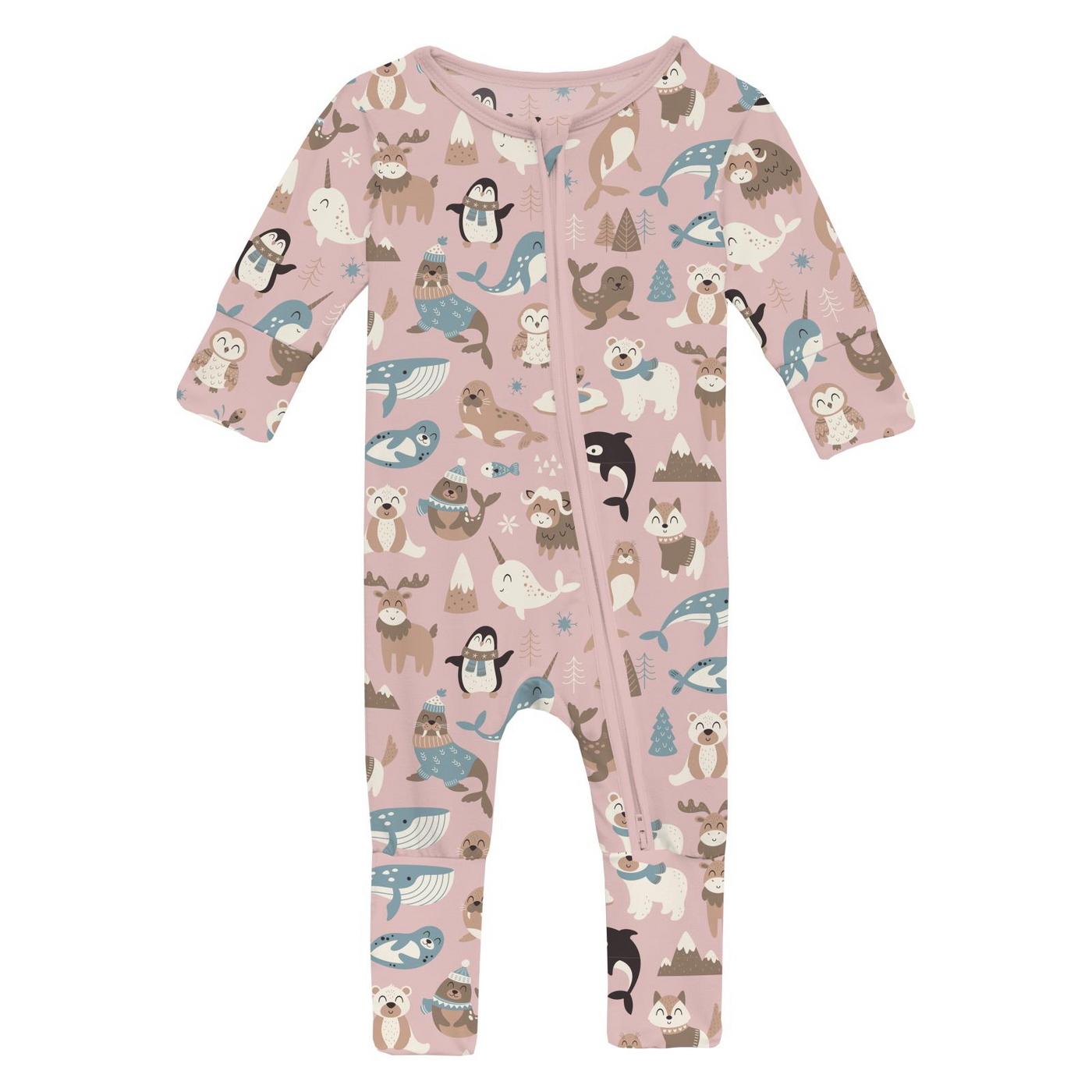 Kickee Pants Convertible Coverall: Baby Rose Arctic Animals