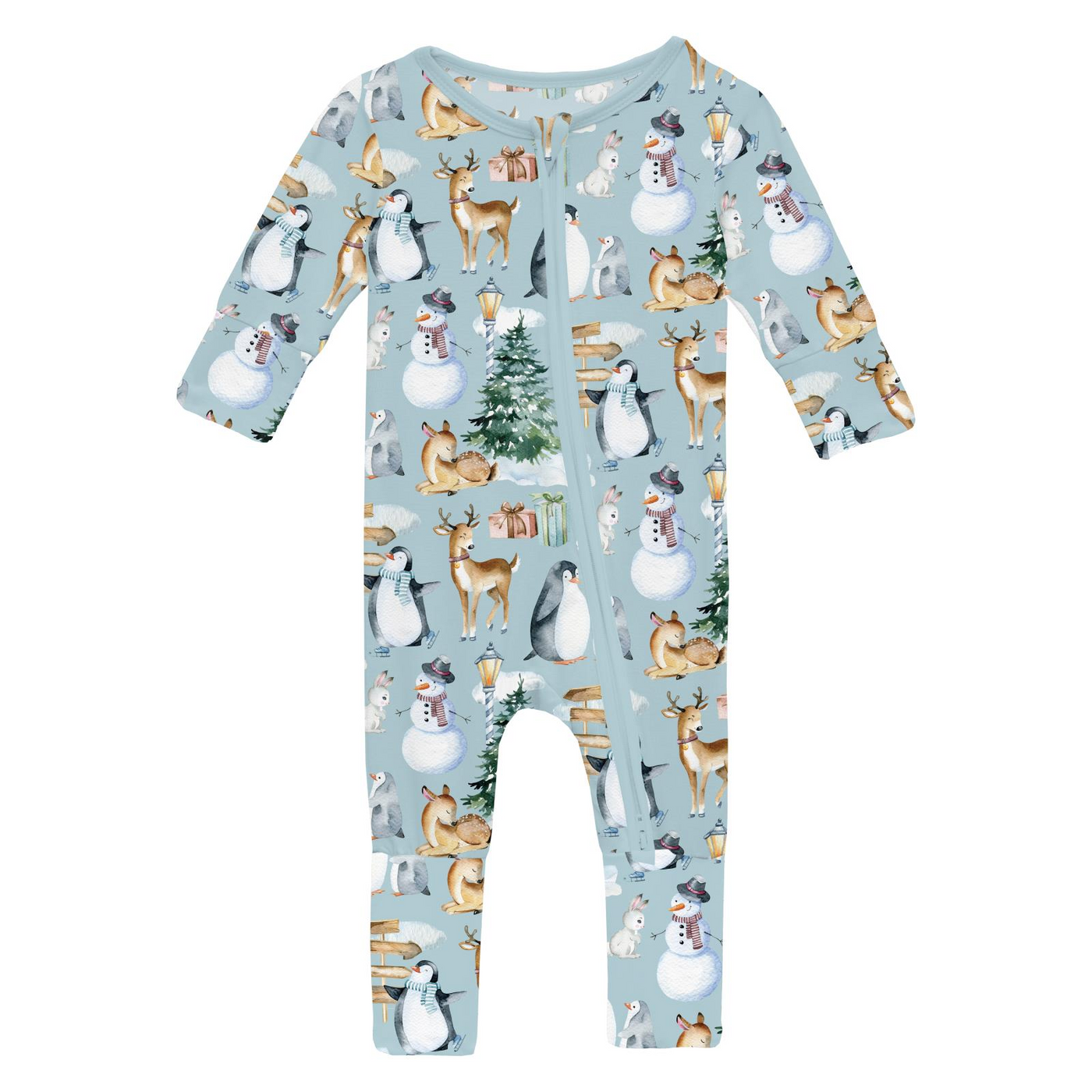 Kickee Pants Convertible Coverall: Spring Sky Winter Wonderland