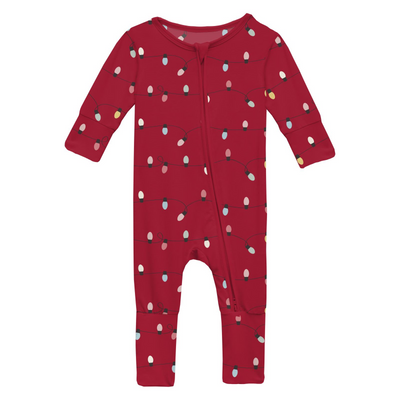 Kickee Pants Convertible Coverall: Crimson Holiday Lights