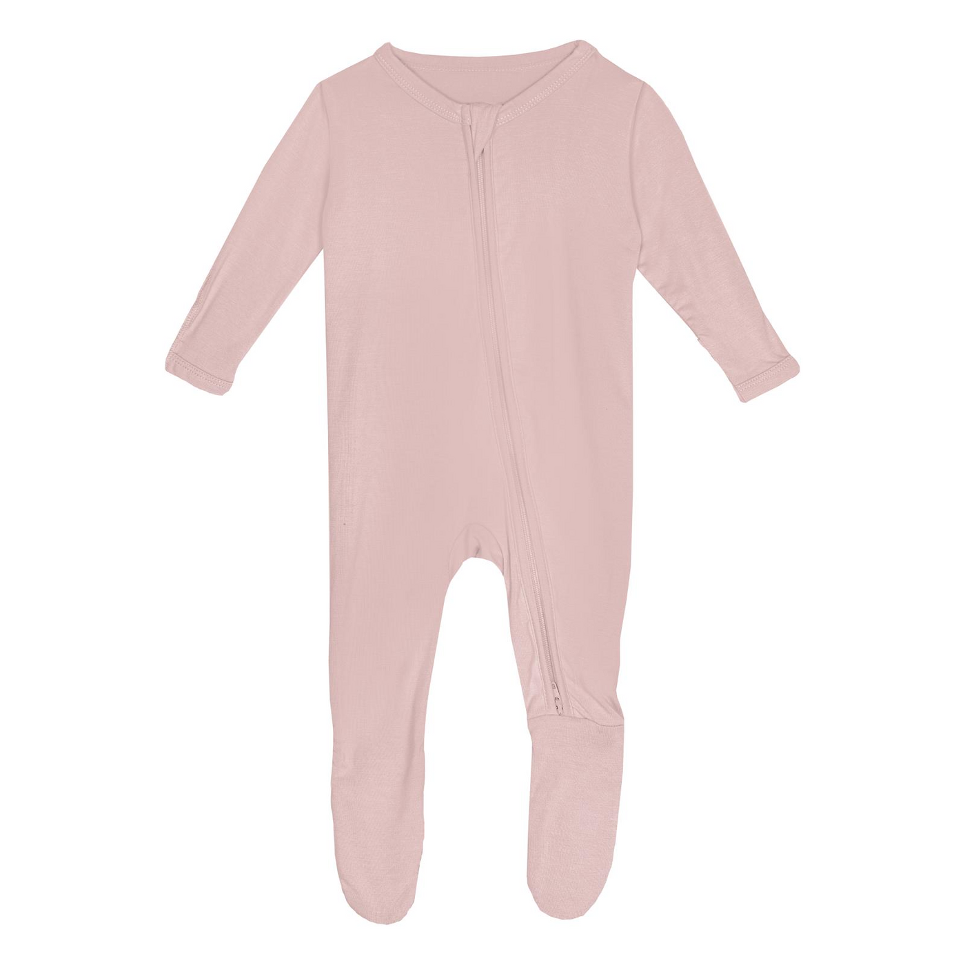 Kickee Pants Footie with 2 Way Zipper: Solid Baby Rose