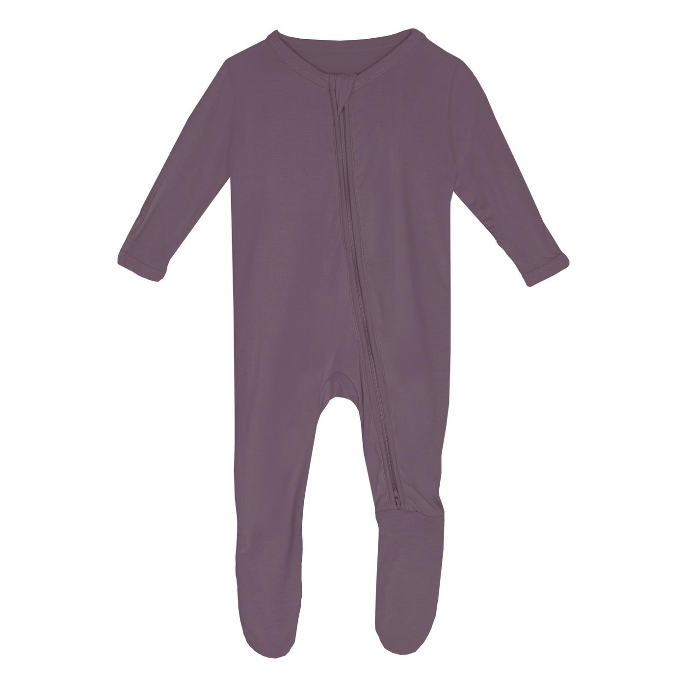 Kickee Pants Footie with 2 Way Zipper: Solid Fig