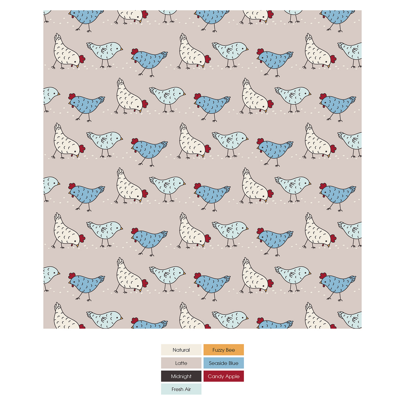 Kickee Pants Footie with 2 Way Zipper: Latte Chickens