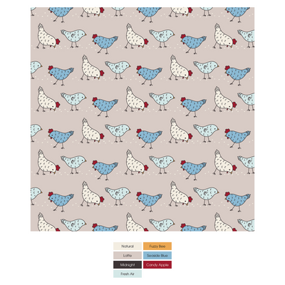 Kickee Pants Footie with 2 Way Zipper: Latte Chickens