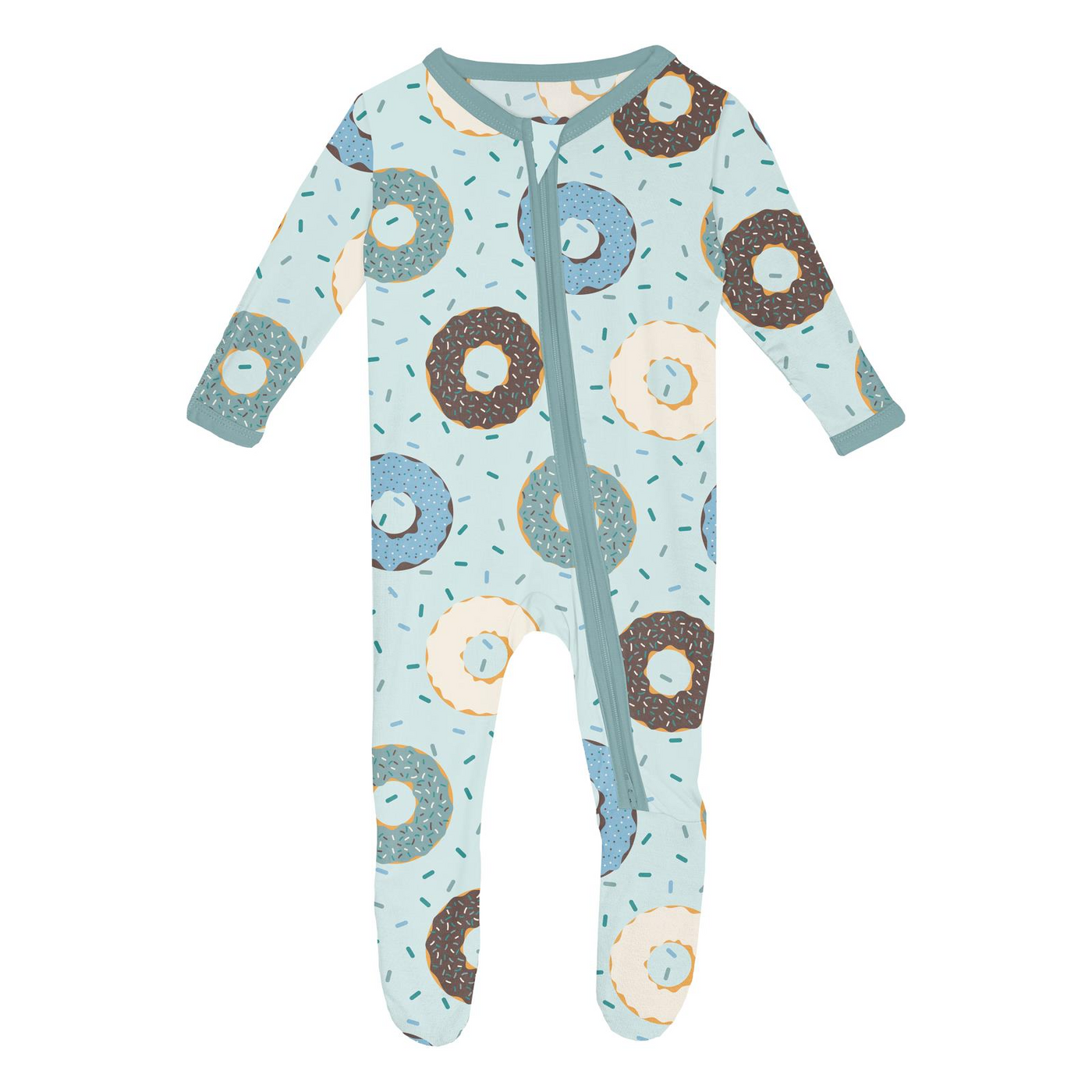 Kickee Pants Footie with 2 Way Zipper: Fresh Air Donuts and Sprinkles