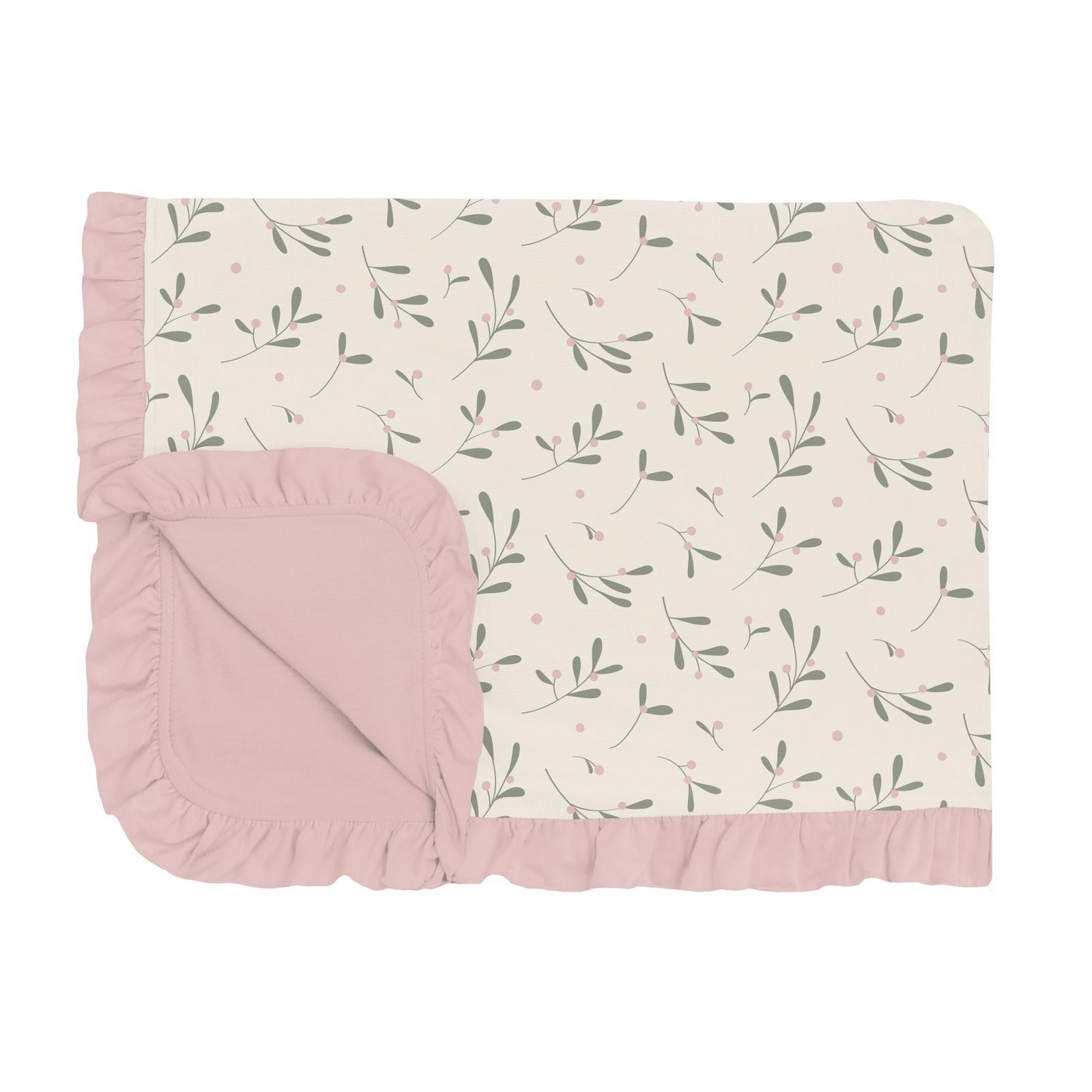 Kickee Pants Ruffle Toddler Blanket: Natural Mistletoe