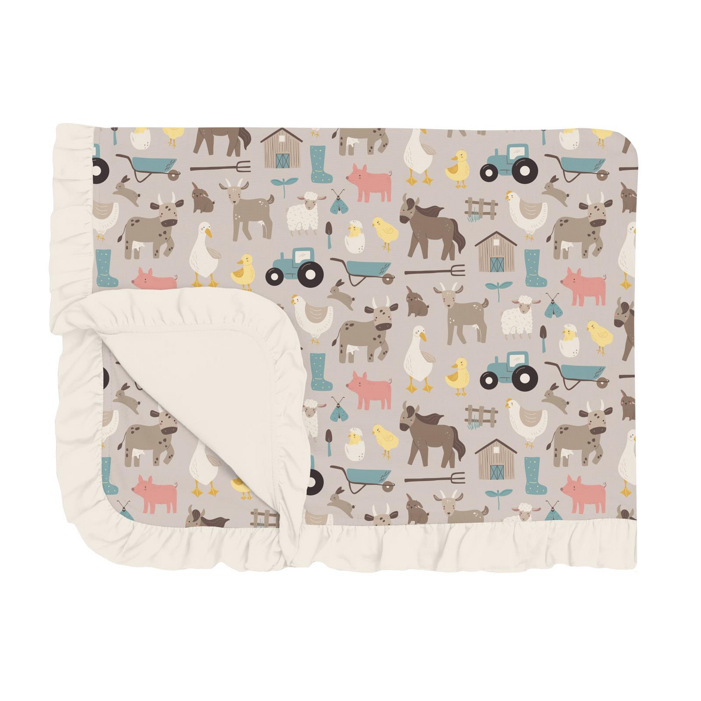 Kickee Pants Ruffle Toddler Blanket: Latte Morning on the Farm