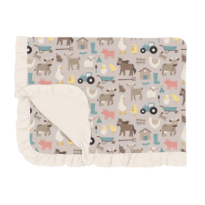 Kickee Pants Ruffle Toddler Blanket: Latte Morning on the Farm