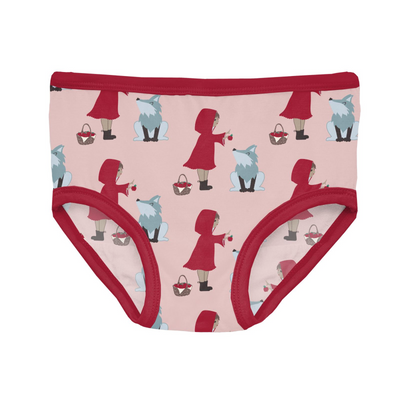 Kickee Pants Girl's Underwear Set of 3: Baby Rose Little Red Let's Be Friends, Midnight & Illusion Blue Three Little Pigs