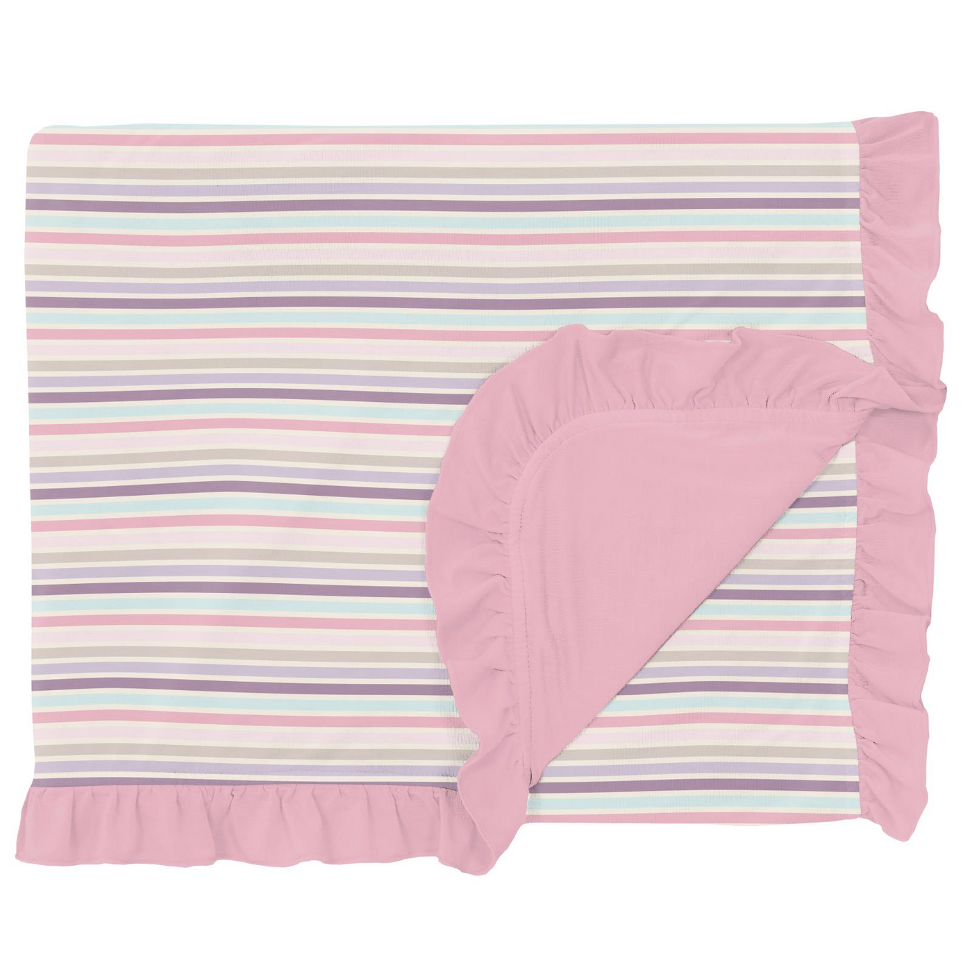 Kickee Pants Ruffle Double Layer Throw Blanket: Ice Cream Stripe