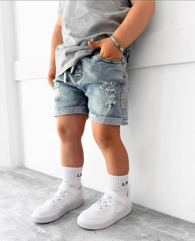 Little Bipsy: Distressed Denim Shorts