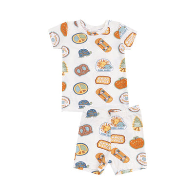 Angel Dear Loungewear Short Set: Blue Groovy Vibes Stickers