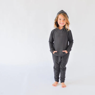 Sweet Bamboo French Terry Jogger Set: Charcoal Black