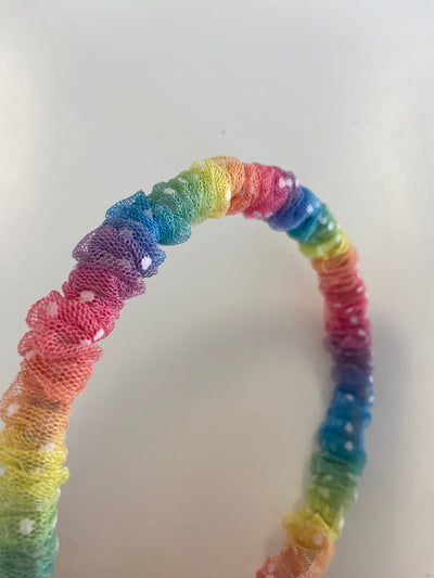 Little Lopers Ruched Headband: Spot on Rainbow