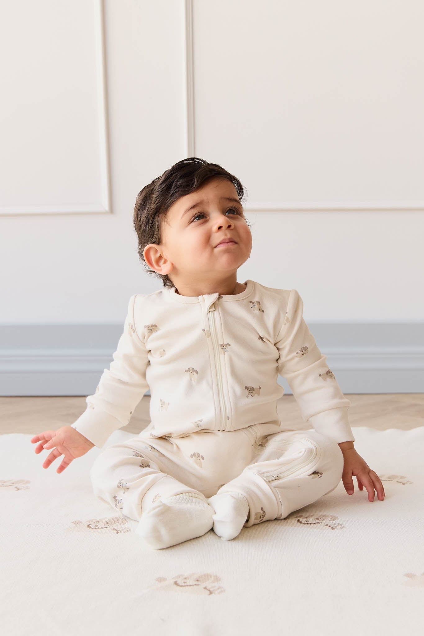 Jamie Kay Zip Onepiece: Sasha Puppy Tofu