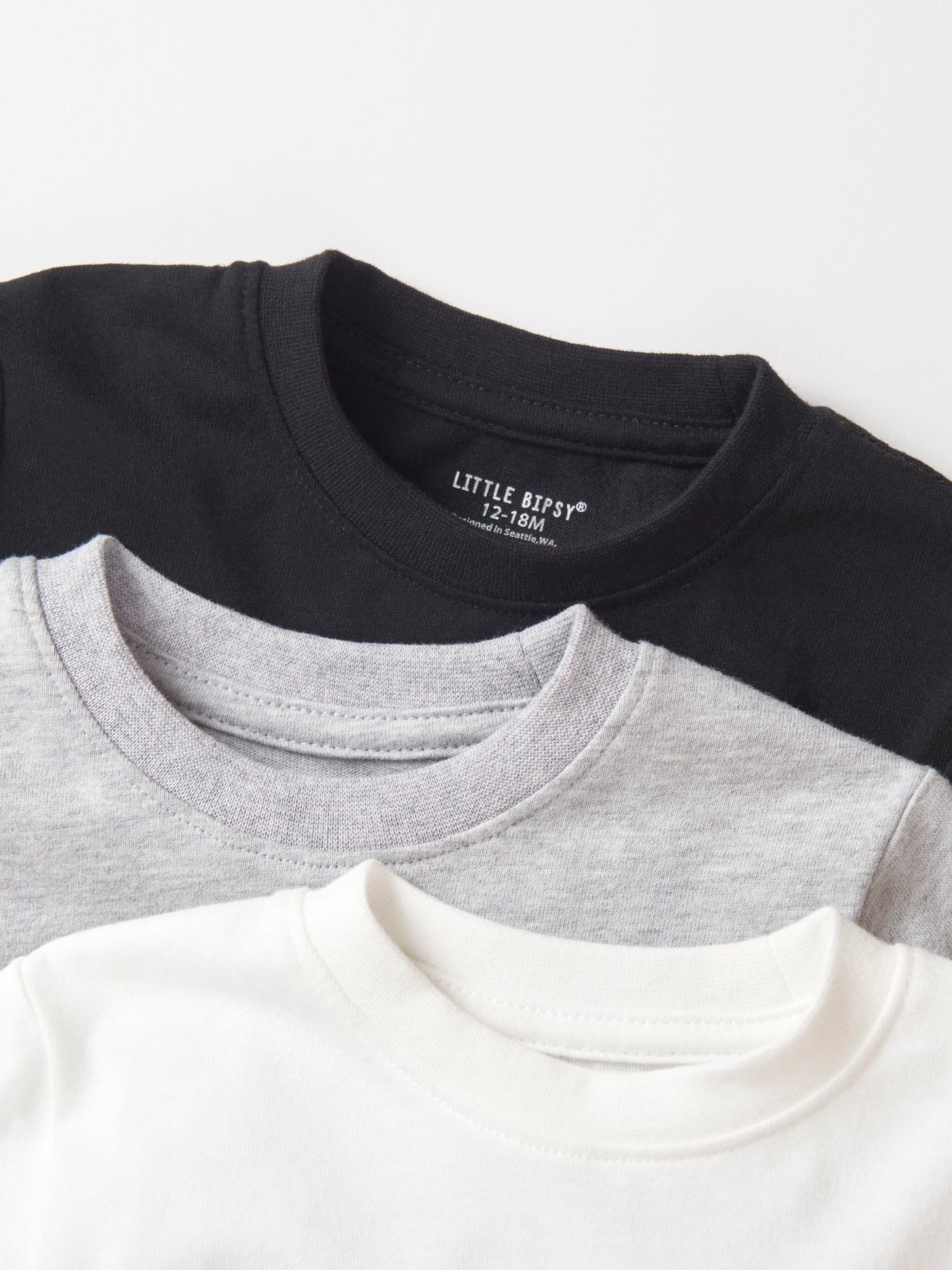 Little Bipsy Long Sleeve Elevated Tee 3-Pack: Monochrome