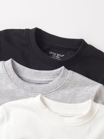 Little Bipsy Long Sleeve Elevated Tee 3-Pack: Monochrome