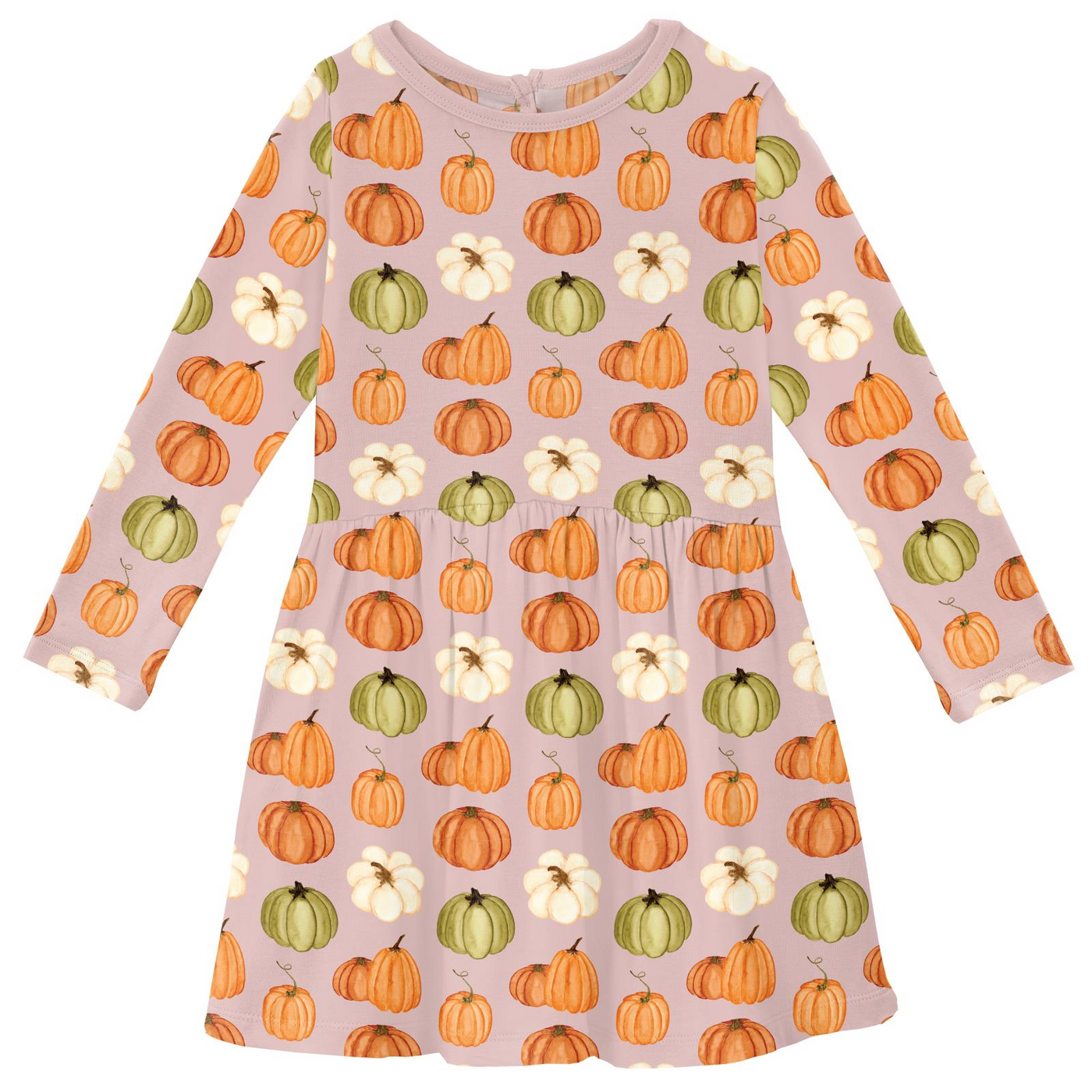 Kickee Pants Twirl Dress with Pockets: Baby Rose Pumpkin Patch