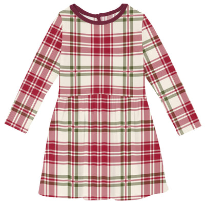 Kickee Pants Twirl Dress with Pockets: Fireside Plaid