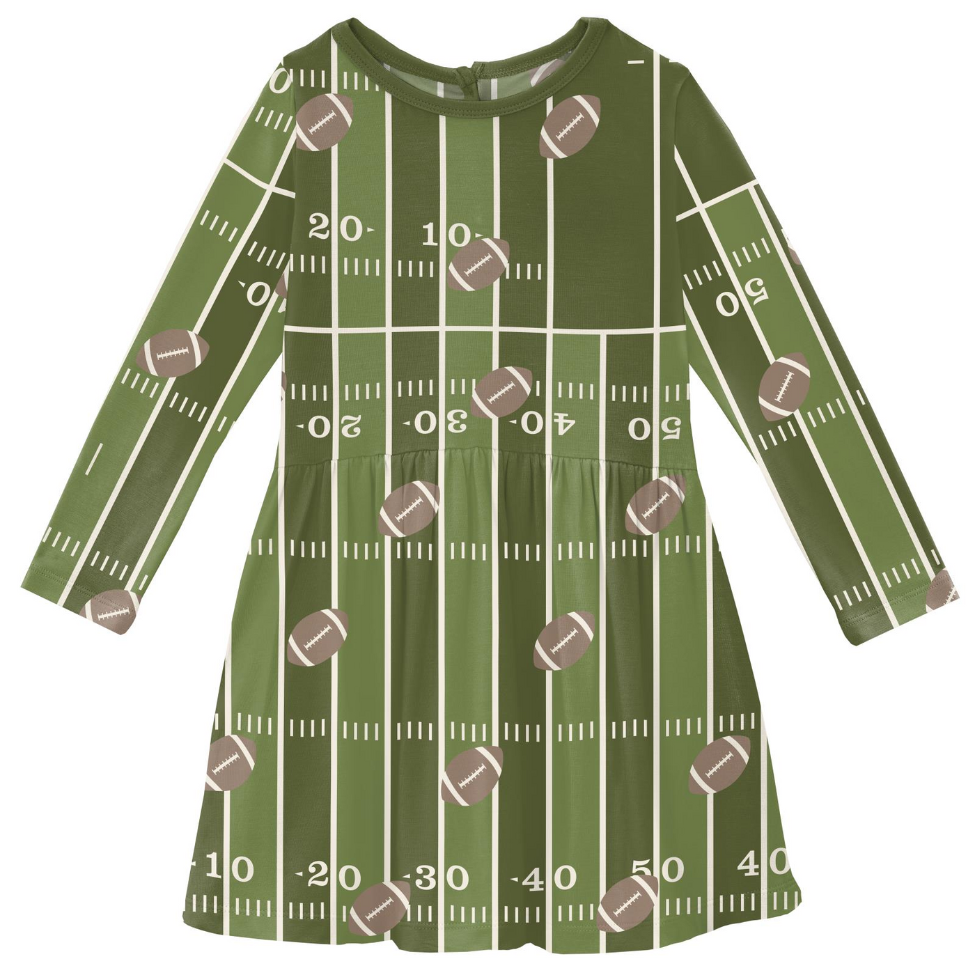 Kickee Pants Twirl Dress with Pockets: Pesto Football