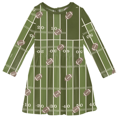 Kickee Pants Twirl Dress with Pockets: Pesto Football