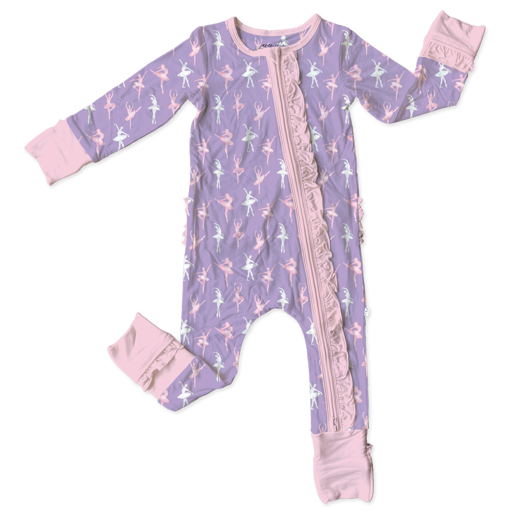 Laree + Co: Lillian Ballerinas Bamboo Ruffle Convertible Footie