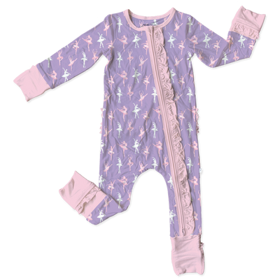 Laree + Co: Lillian Ballerinas Bamboo Ruffle Convertible Footie