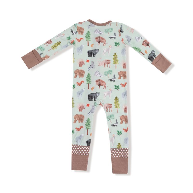 Angel Dear 2 Way Zipper Romper: American Woodland Animals