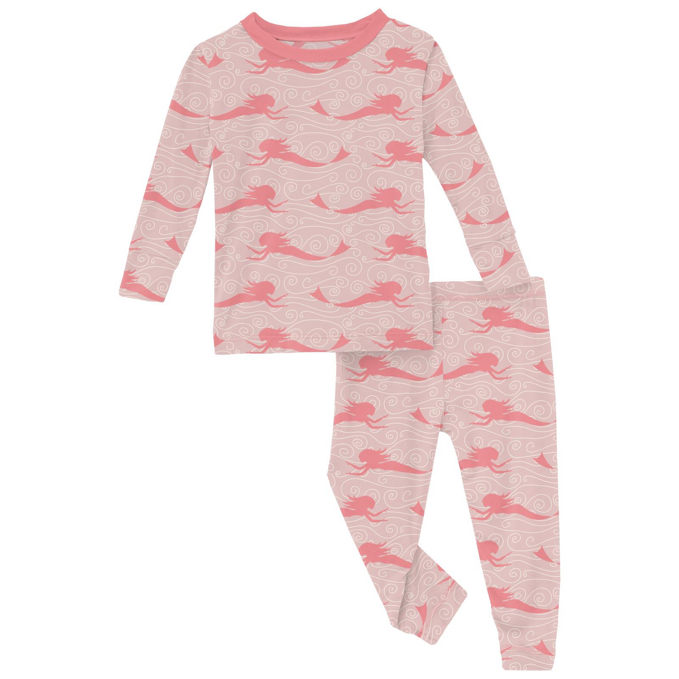 Kickee Pants Print Long Sleeve Pajama Set: Baby Rose Mermaid