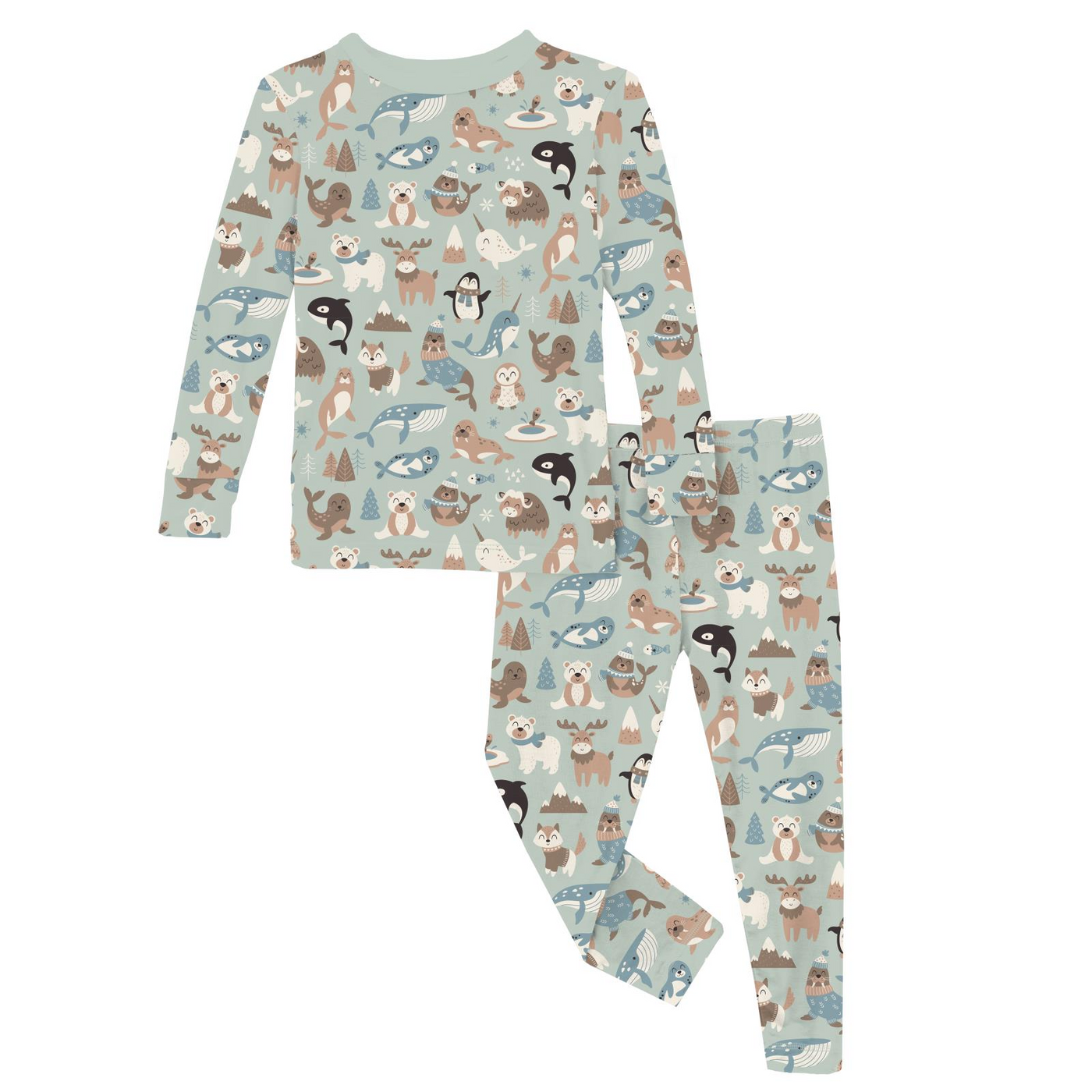 Kickee Pants Pajama Set: Aloe Arctic Animals