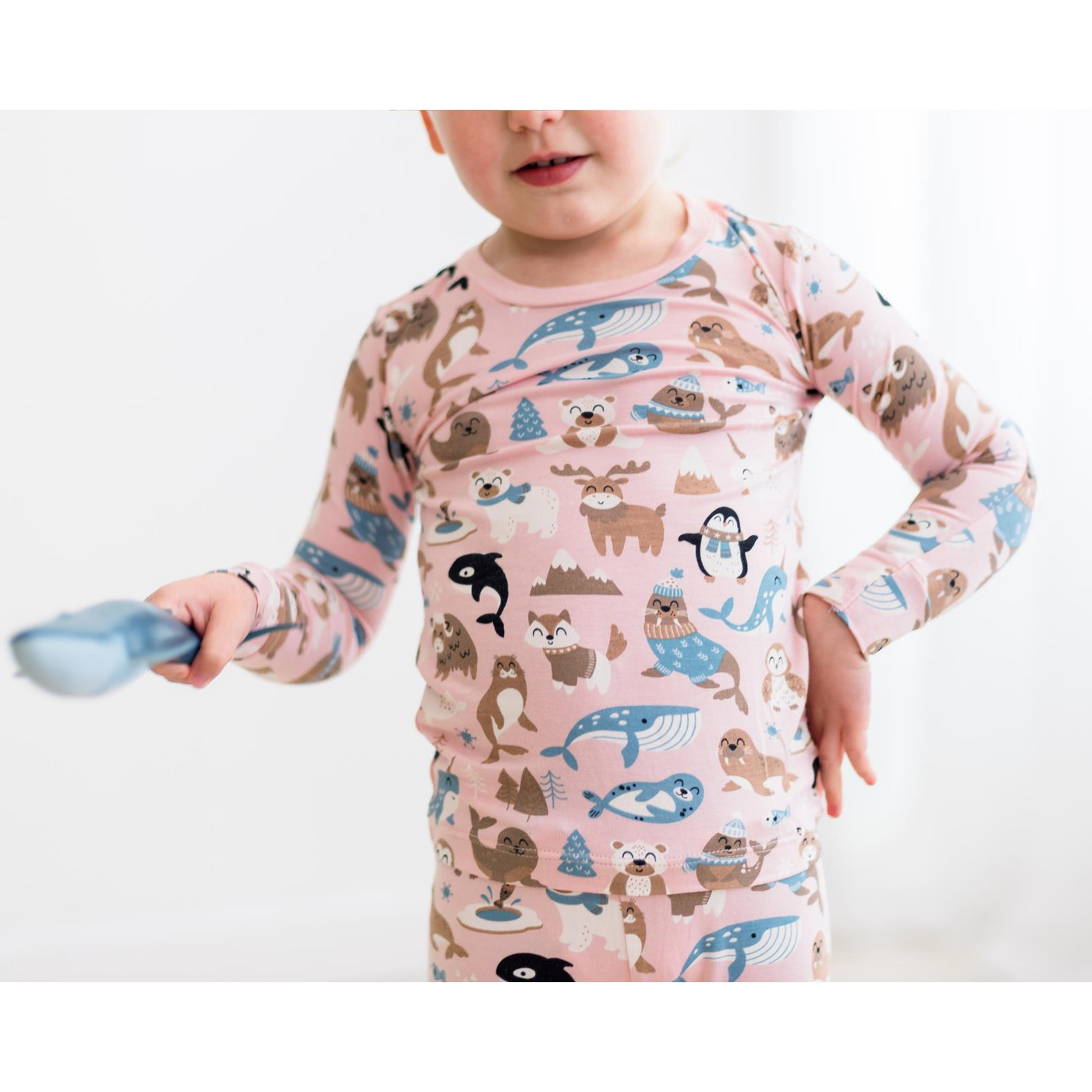 Kickee Pants Pajama Set: Baby Rose Arctic Animals