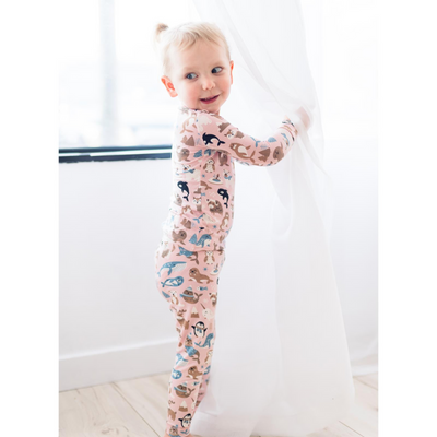 Kickee Pants Pajama Set: Baby Rose Arctic Animals