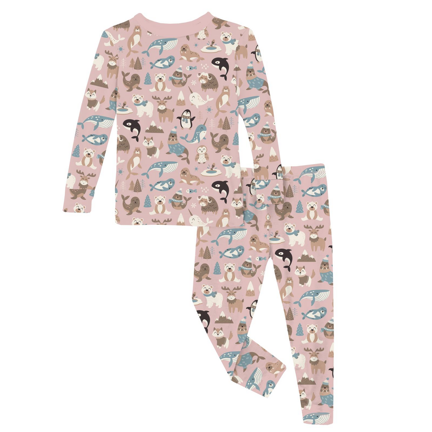 Kickee Pants Pajama Set: Baby Rose Arctic Animals