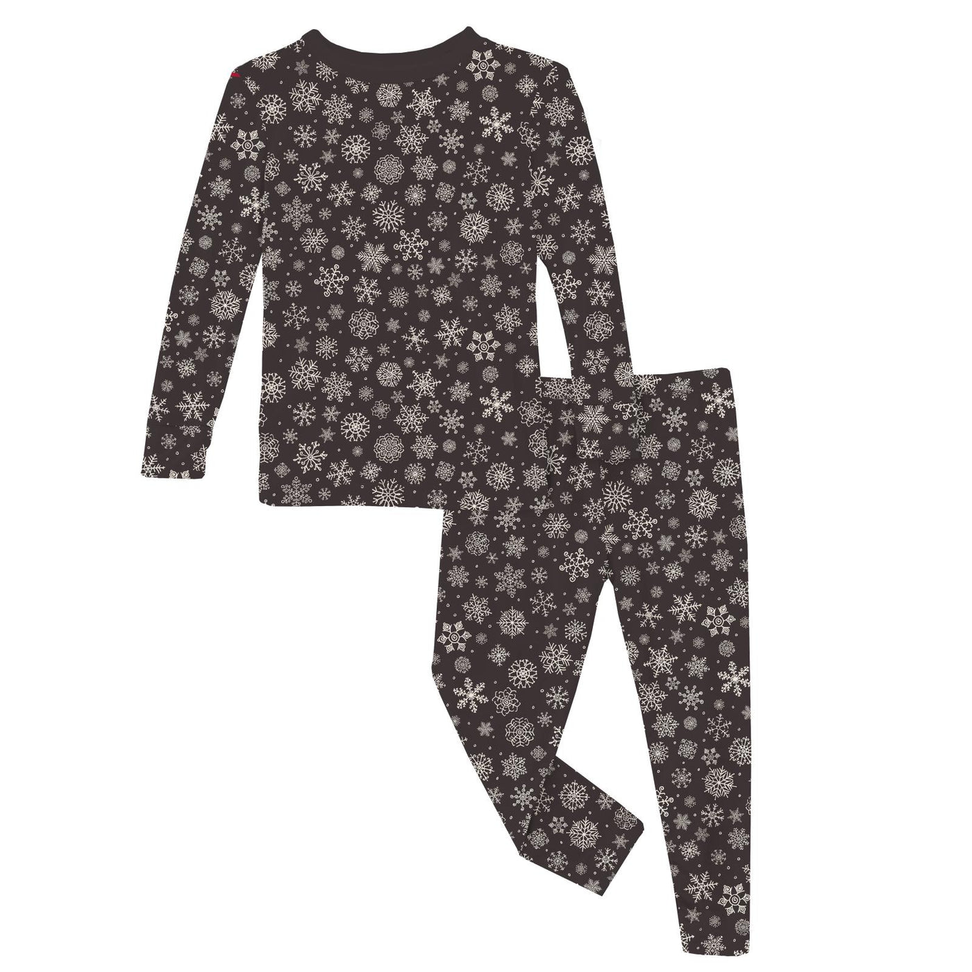 Kickee Pants Long Sleeve Pajama set: Chalkboard Snowflakes