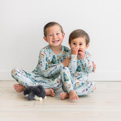 Kickee Pants Pajama Set: Spring Sky Winter Woodland