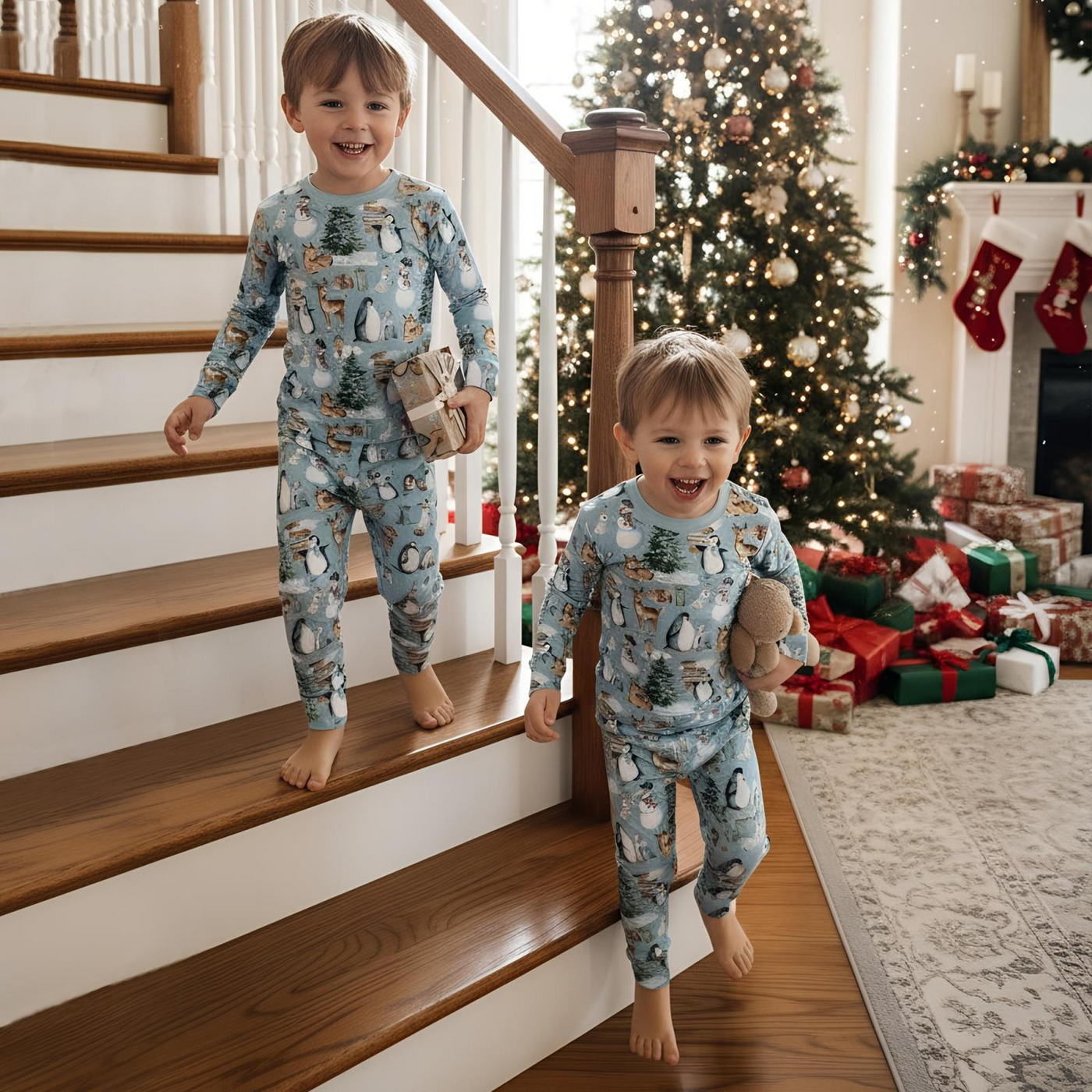 Kickee Pants Pajama Set: Spring Sky Winter Woodland