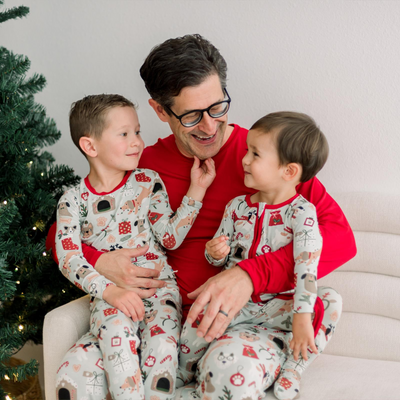 Kickee Pants Long Sleeve Pajama Set: Aloe Christmas Dogs