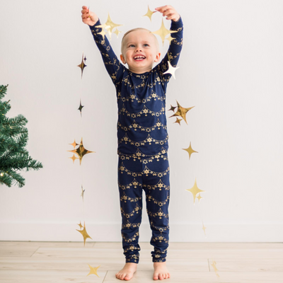 Kickee Pants Long Sleeve Pajama Set: Winter Garland