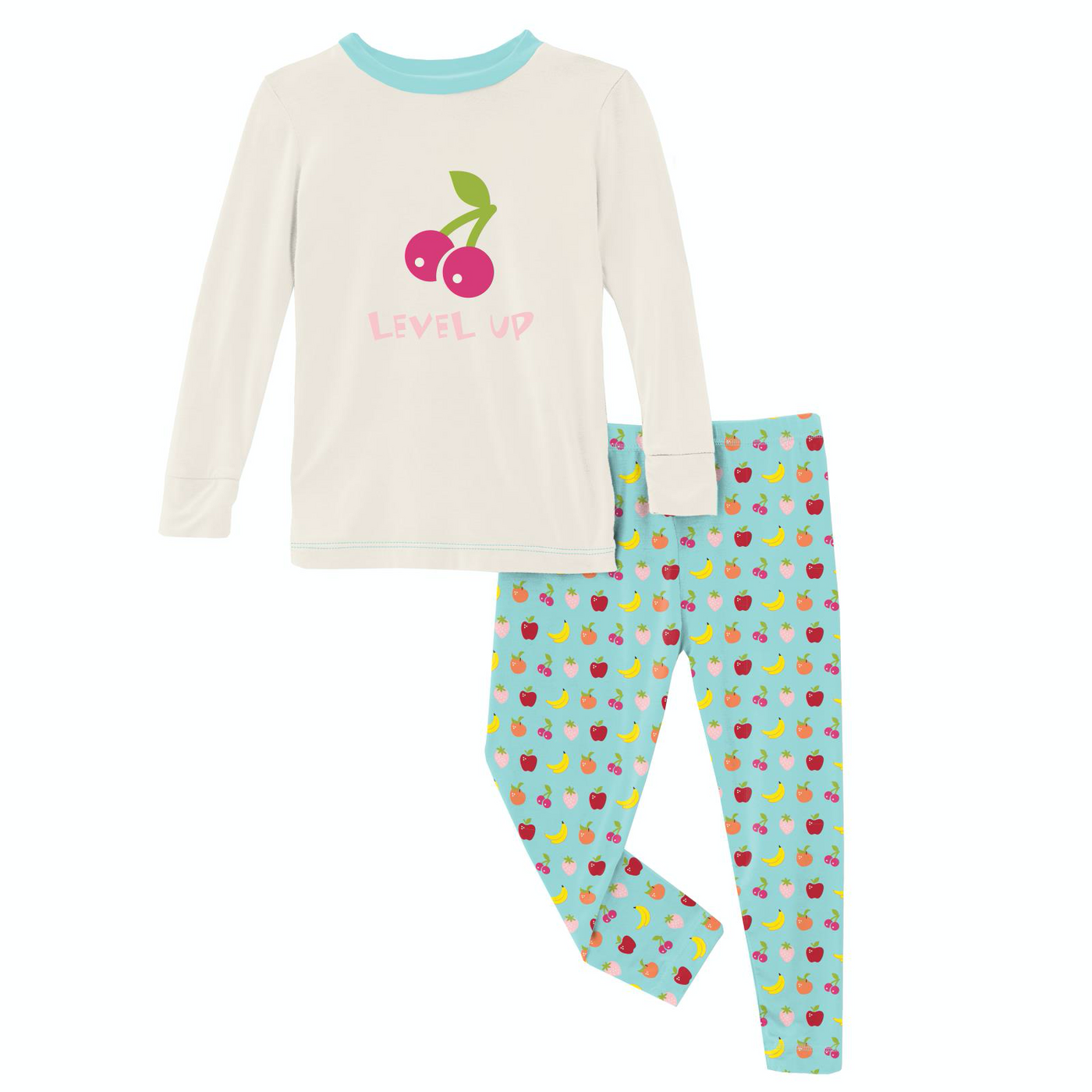 Kickee Pants Pajama Set: Summer Sky Mini Fruit