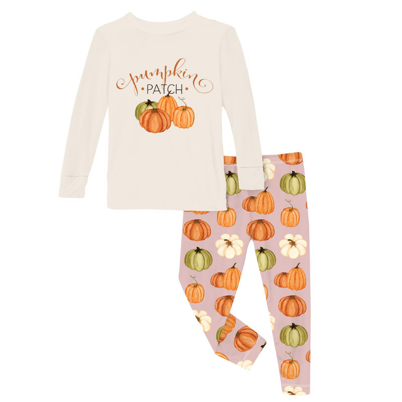 Kickee Pants Pajama Set: Baby Rose Pumpkin Patch
