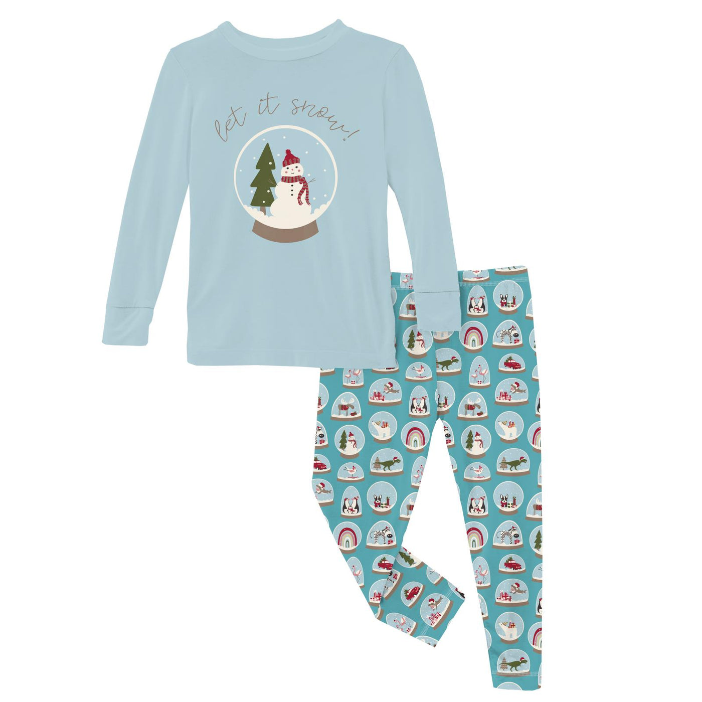 Kickee Pants Graphic Pajama Set: Glacier Snow Globes