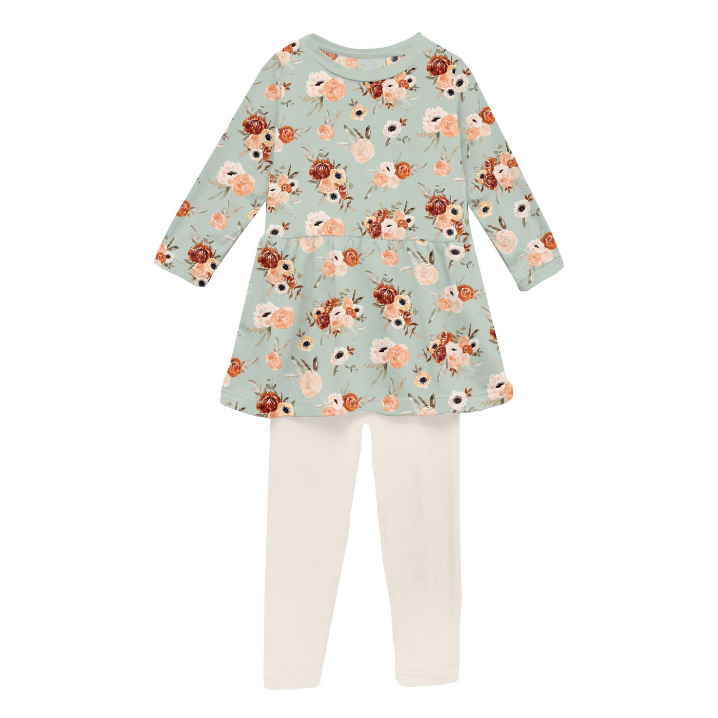 Kickee Pants Playtime Outfit Set: Aloe Fall Floral
